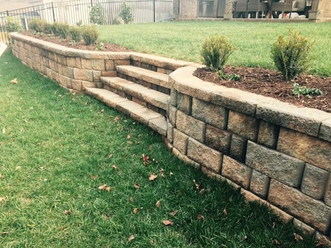 Photo of block retaining wall and steps by 3 in 1 Fencing and Welding LLC 